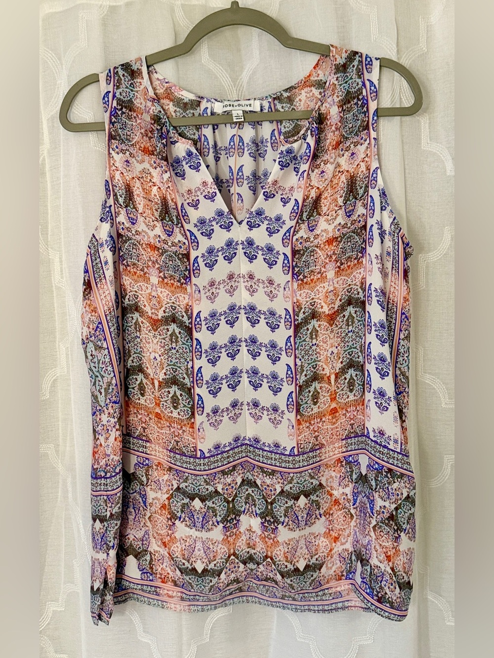 Rose & Olive Large Semi-Sheer Boho Blouse 🌿 🌹